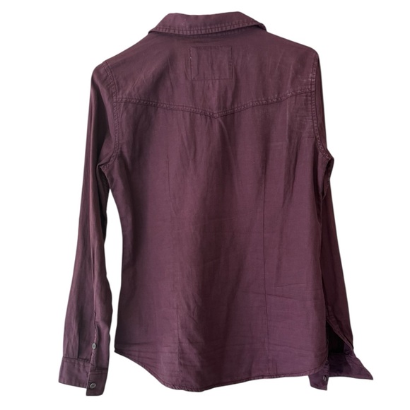 Garage 100% Cotton Western Style Button Down Shirt. Dark Purple. Medium. - Picture 5 of 5